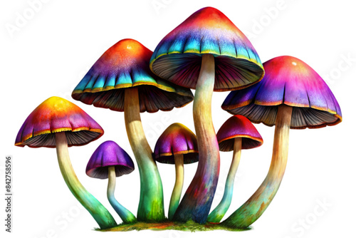 Psychedelic Mushrooms - Isolated on Transparent Background - Mushroom Illustration - Vector Art