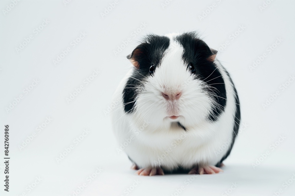 A studio photo of a cute guinea pig against a background of pastel shades, taken with soft lighting. The guinea pig stands off-centre. A studio photo of a cute guinea pig against a background of pastel shades, taken with soft lighting. The guinea pig stands off-centre.