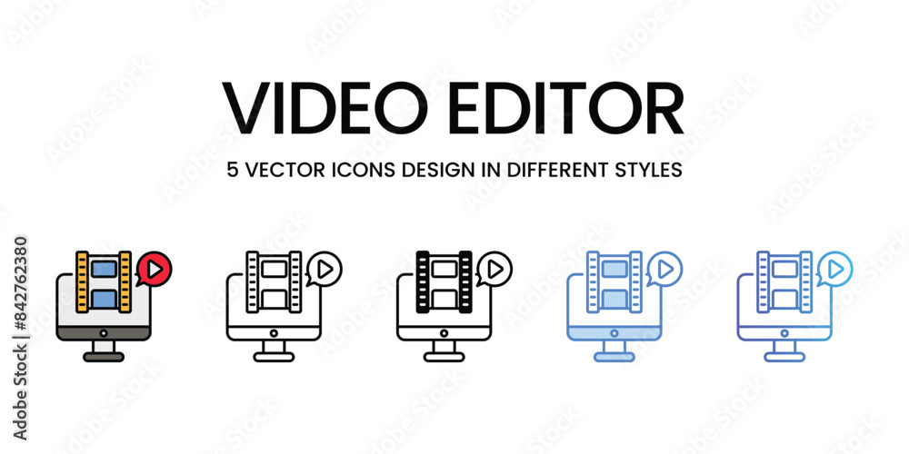 Video Editor icons vector set stock illustration. Video Editor icons vector set stock illustration.
