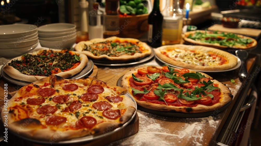 A pizza party, with an assortment of toppings and sauces, guarantees fun and variety for everyone. A pizza party, with an assortment of toppings and sauces, guarantees fun and variety for everyone.