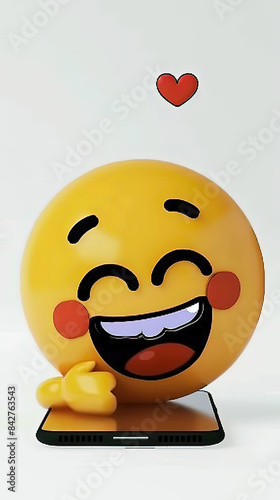 Playful Emoji - 3D Happy Face with Phone