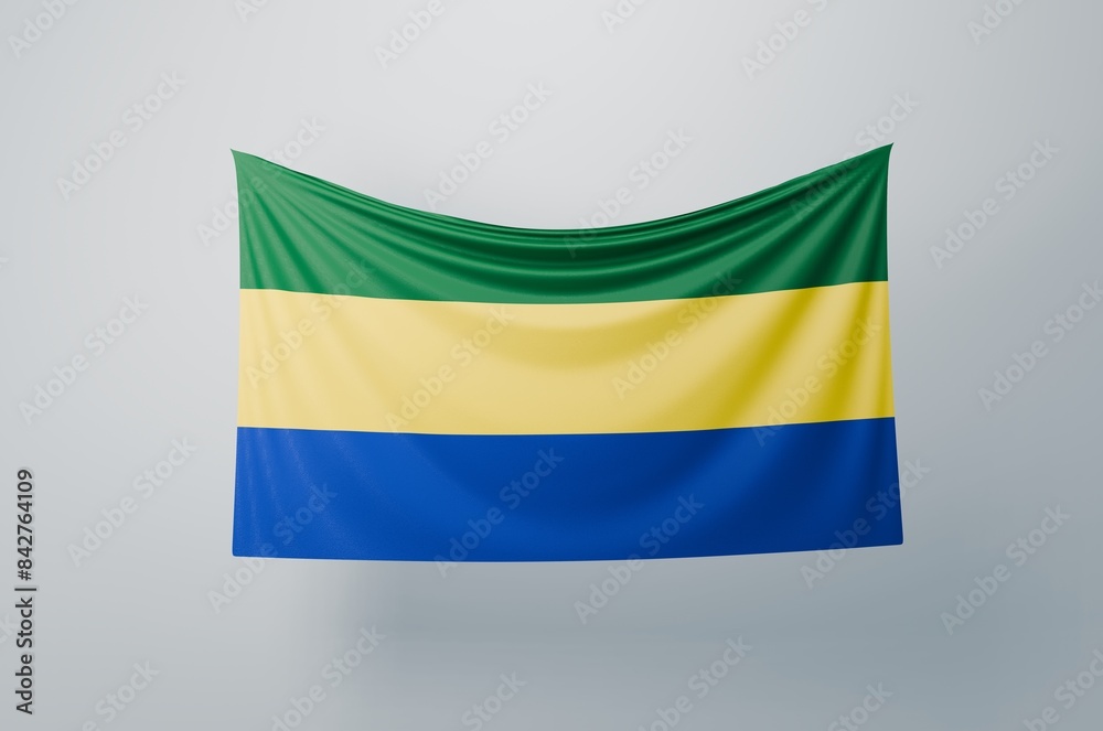 Fototapeta premium Gabon Flag Waving Proudly. 3D Flag Banner Illustration image.