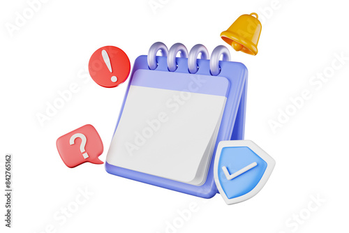 3D calendar icons mark the date and time for event meeting reminders. Calendar with 3D clock for appointments, due dates, vacation planning. 3d alarm clock illustration