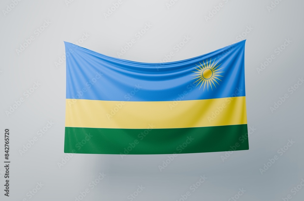 Rwanda Flag Waving Proudly. 3D Flag Banner Illustration image.