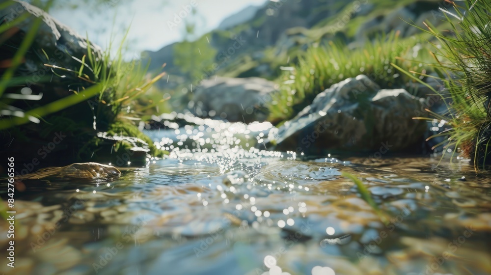 Clean water filled mountain stream Clean water filled mountain stream