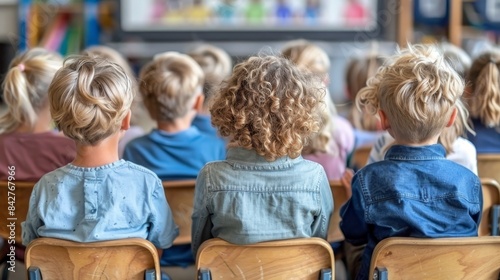 Diverse children engaged in educational program in vibrant classroom environment