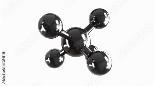 Create an image of a methane molecule (CH4) with a central carbon atom bonded to four hydrogen atoms, demonstrating its tetrahedral shape. photo