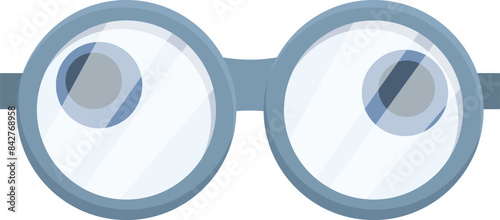 Funny blue geek eyeglasses are looking at you with big black pupils
