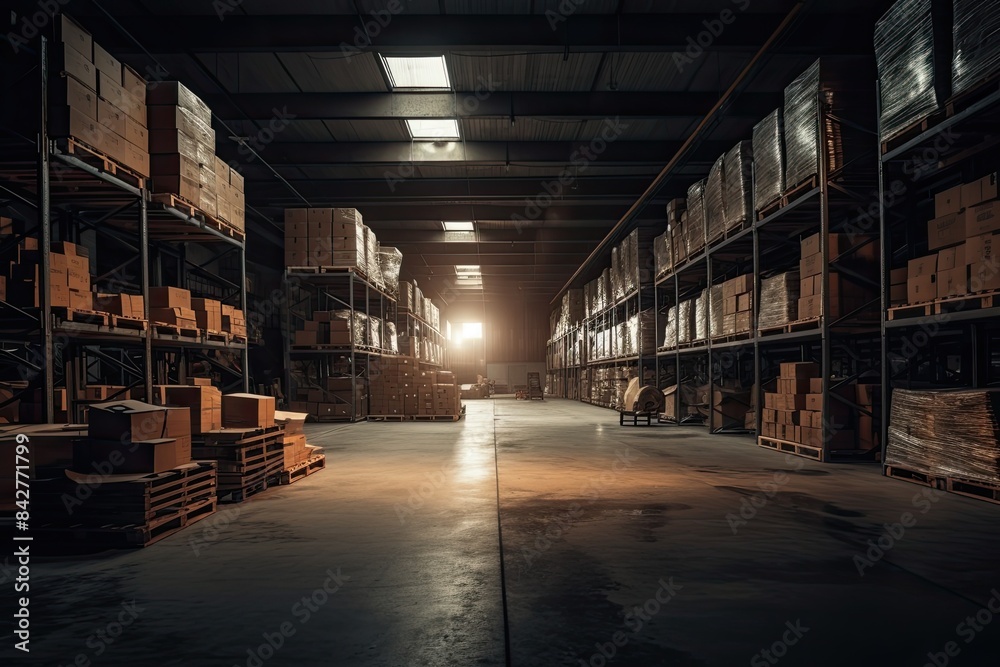Interior of a modern warehouse storage. Interior of a modern warehouse storage.