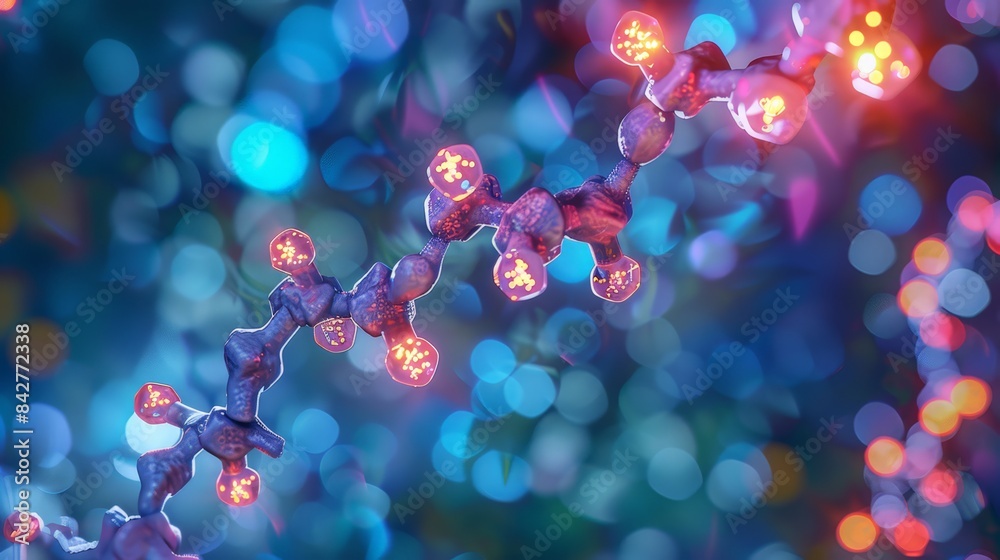 Design a picture of a neurotransmitter molecule, such as serotonin, illustrating its role in transmitting signals in the nervous system. Design a picture of a neurotransmitter molecule, such as serotonin, illustrating its role in transmitting signals in the nervous system.