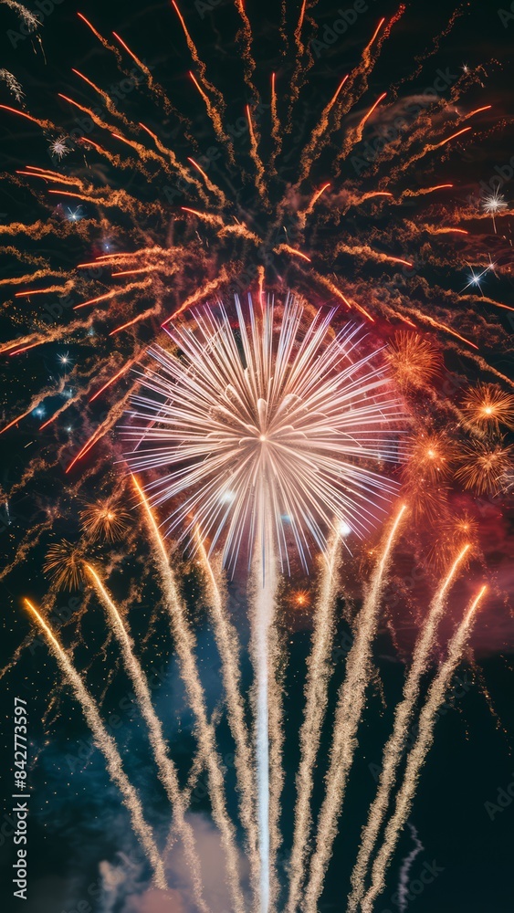A large fireworks display in the sky with many different colors, AI A large fireworks display in the sky with many different colors, AI