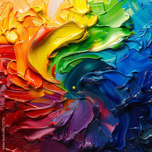 Rainbow pride colors of swirled paint.