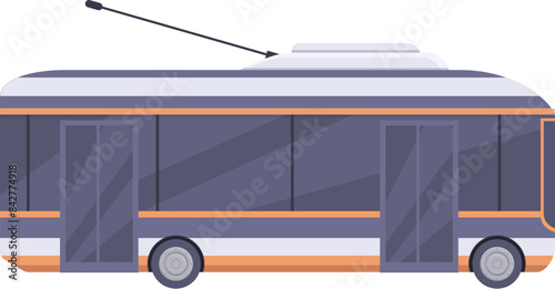 Modern trolleybus side view with open doors for public transportation
