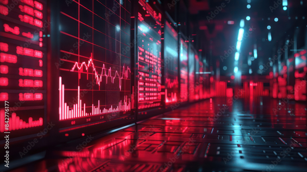 Futuristic stock market display on screens Futuristic stock market display on screens