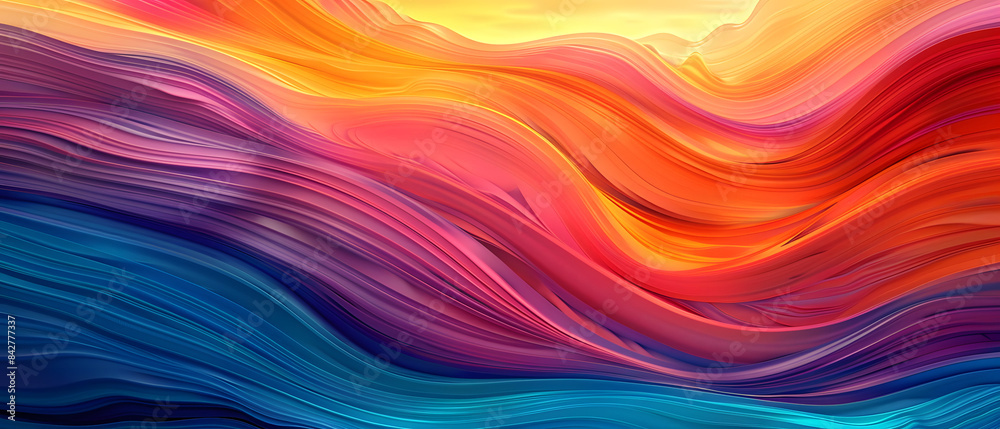 A bright abstract design featuring fluid wave-like patterns with sunset-inspired colors A bright abstract design featuring fluid wave-like patterns with sunset-inspired colors