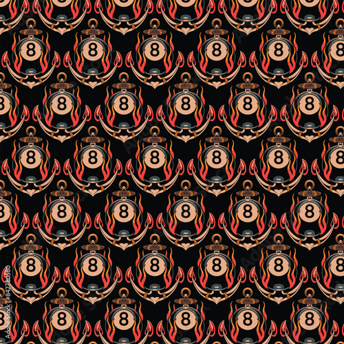 anchor billiards pattern vector design