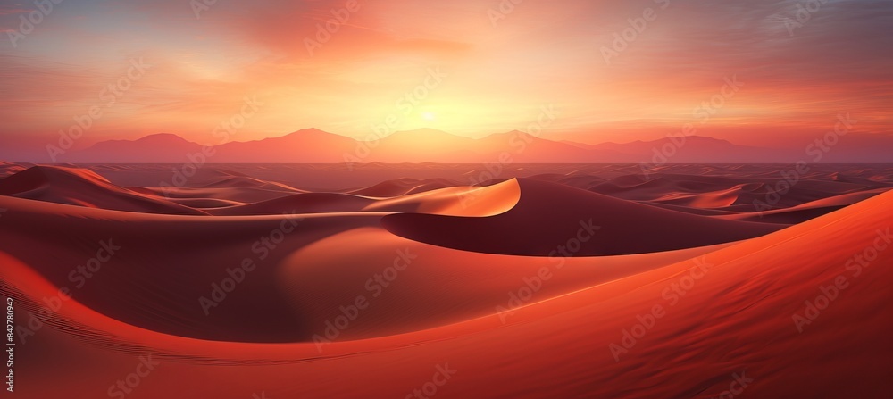 Sunrise dunes in the desert background