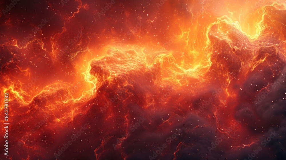 Vivid orange and red nebula-like pattern