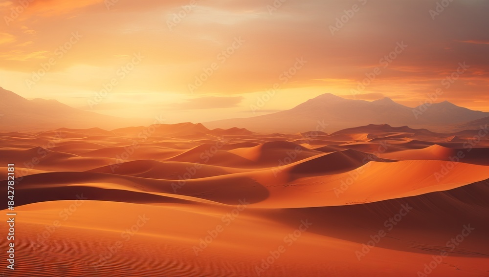 A breathtaking desert landscape bathed in the warm hues of a setting sun. A breathtaking desert landscape bathed in the warm hues of a setting sun.