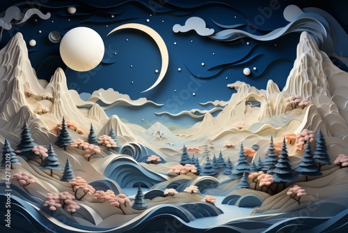 A serene winter landscape w...