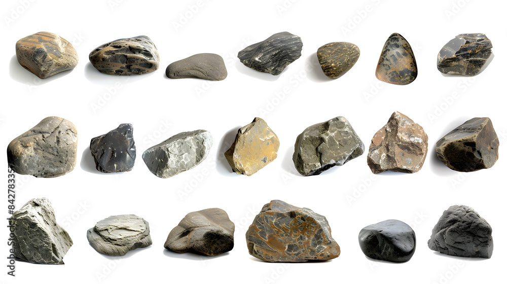 Collection of Stones isolated on white background Collection of Stones isolated on white background