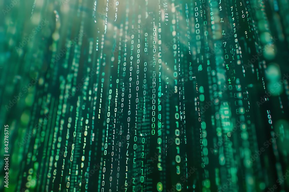 Background filled with cascading binary code, creating a digital and futuristic atmosphere, ideal for technology and programming themes Background filled with cascading binary code, creating a digital and futuristic atmosphere, ideal for technology and programming themes