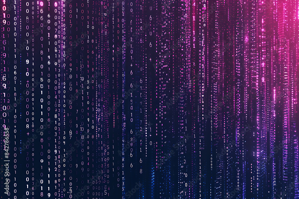 Background filled with cascading binary code, creating a digital and futuristic atmosphere, ideal for technology and programming themes Background filled with cascading binary code, creating a digital and futuristic atmosphere, ideal for technology and programming themes