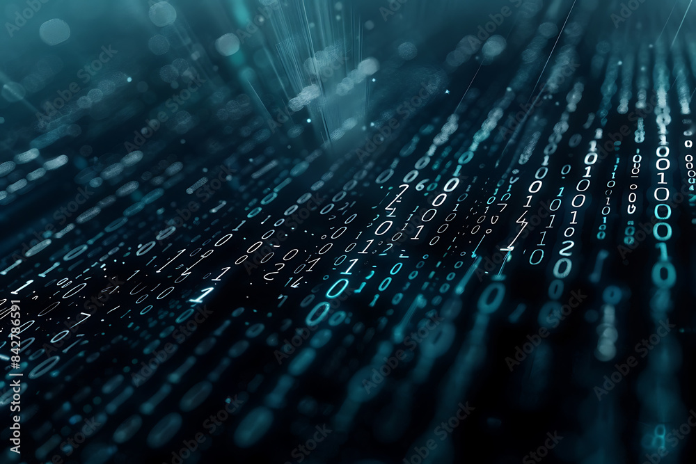 Background filled with cascading binary code, creating a digital and futuristic atmosphere, ideal for technology and programming themes Background filled with cascading binary code, creating a digital and futuristic atmosphere, ideal for technology and programming themes