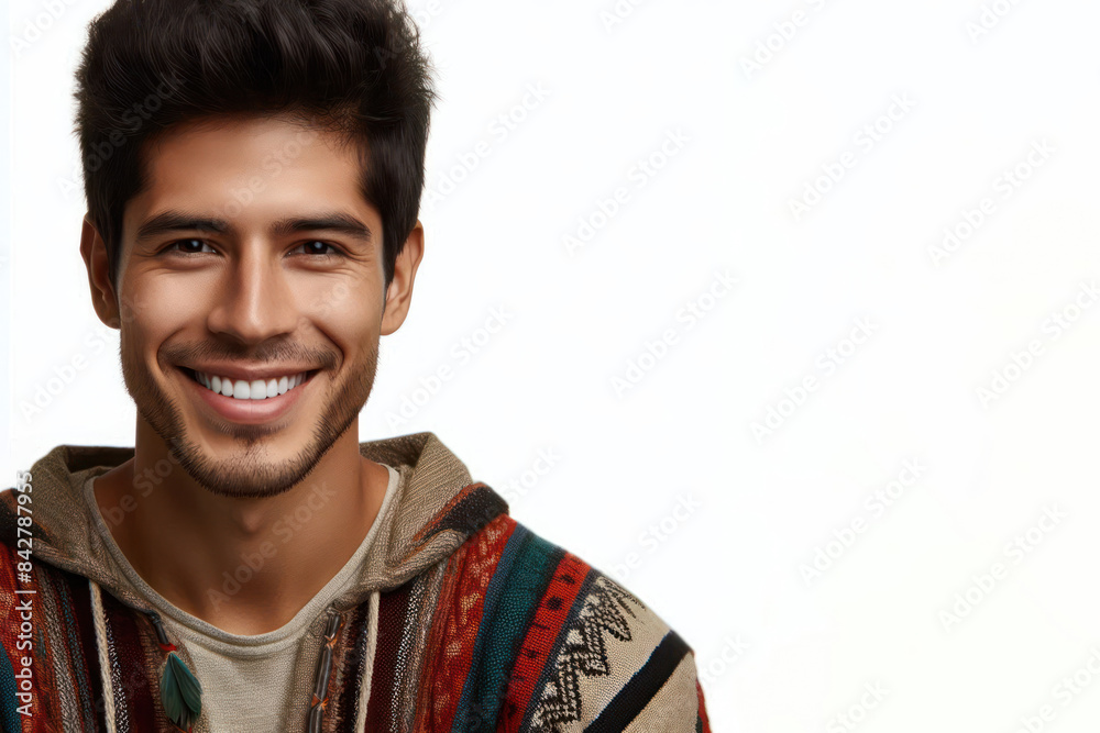 Portrait of a smiling Indigenous appearance person isolated on white background Portrait of a smiling Indigenous appearance person isolated on white background