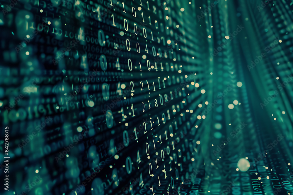 Background filled with cascading binary code, creating a digital and futuristic atmosphere, ideal for technology and programming themes Background filled with cascading binary code, creating a digital and futuristic atmosphere, ideal for technology and programming themes
