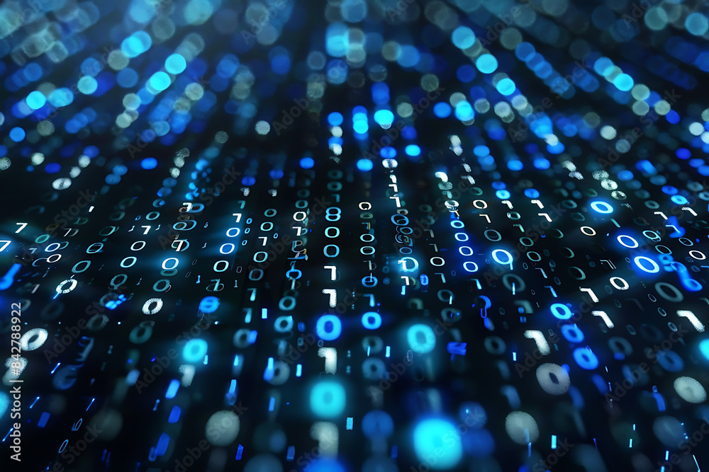 Background filled with cascading binary code, creating a digital and futuristic atmosphere, ideal for technology and programming themes Background filled with cascading binary code, creating a digital and futuristic atmosphere, ideal for technology and programming themes