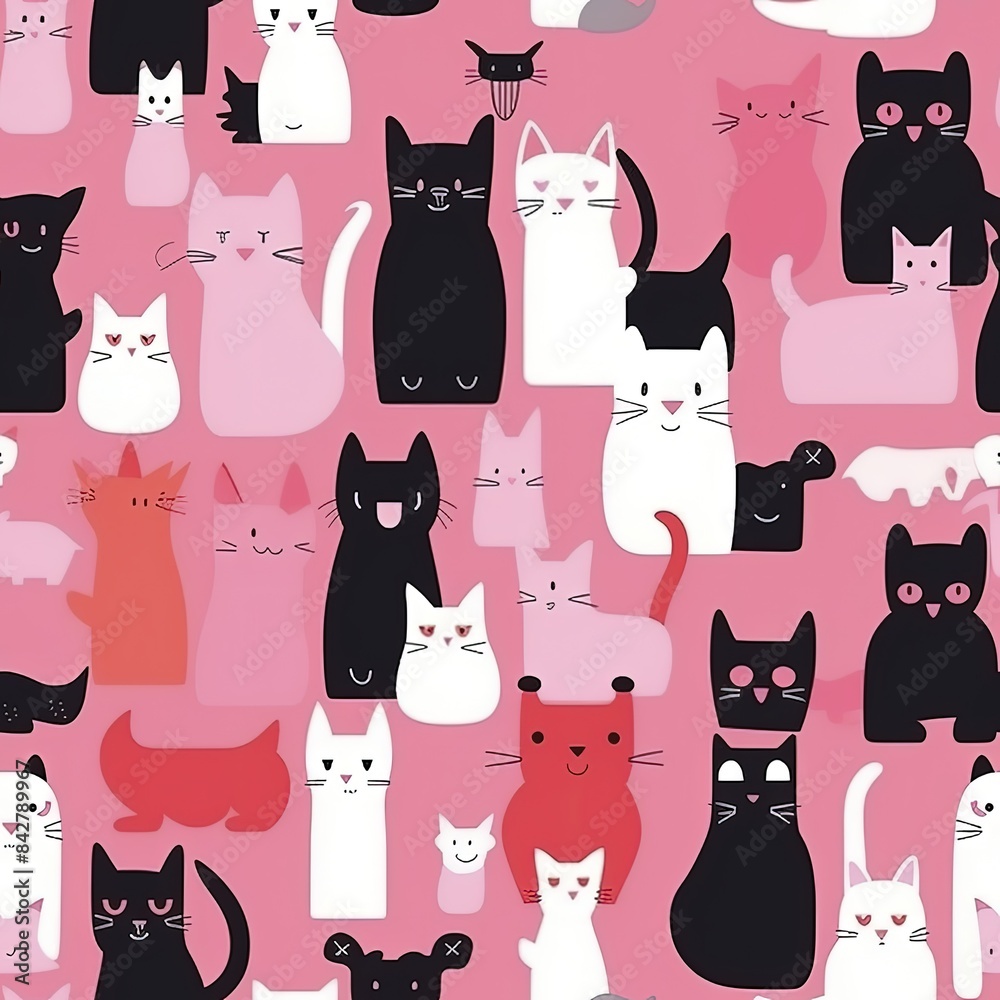Cute cats seamless pattern, texture, background. Cute cats seamless pattern, texture, background.