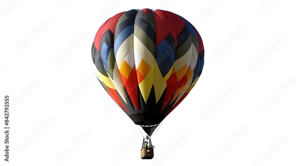 Fototapeta premium Vibrant Geometric Hot Air Balloon Against White Background