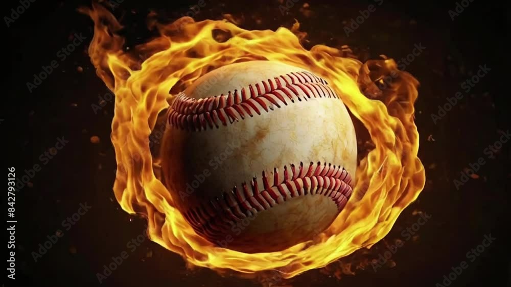 The burning baseball is spinning The burning baseball is spinning