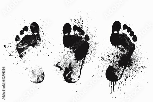 Footprint icon, aliens foot print graffiti spray, humanoids barefoot sprint silhouette, fantastic foot and palm photo