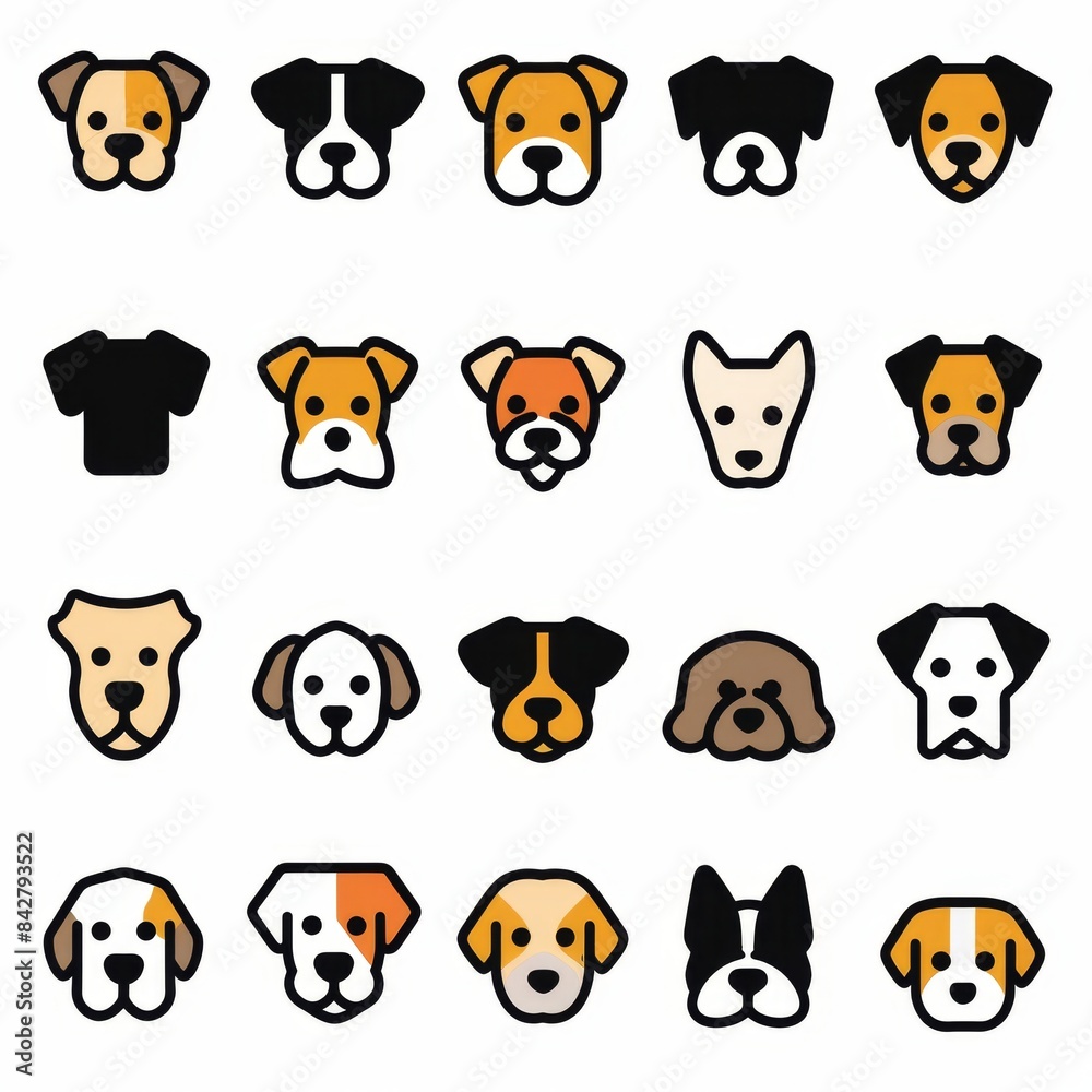Cute Dogs Set, Pet Animal Symbols, Hand Drawn Puppy Icons Silhouettes, Funny Dog Character Cute Dogs Set, Pet Animal Symbols, Hand Drawn Puppy Icons Silhouettes, Funny Dog Character