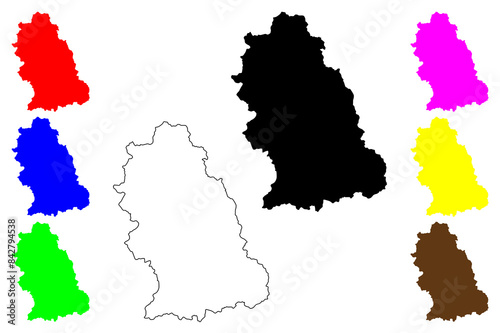 Hunedoara County (Administrative divisions of Romania, Vest development region) map vector illustration, scribble sketch Hunedoara map..