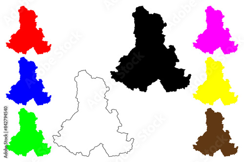 Harghita County (Administrative divisions of Romania, Centru development region) map vector illustration, scribble sketch Harghita map