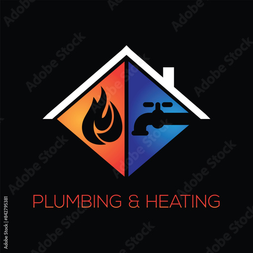 plumbing and heating logo design icon