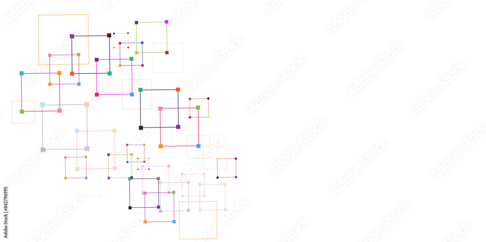 Fototapeta premium Vectors Digital technology and science background, Abstract futuristic square shape pattern connection in gradient White technology background.