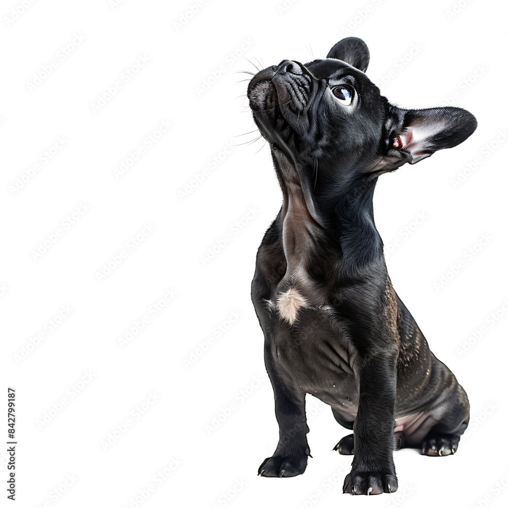 Curious French Bulldog Puppy Standing Alert and Sniffing the Air on Transparent Background Curious French Bulldog Puppy Standing Alert and Sniffing the Air on Transparent Background
