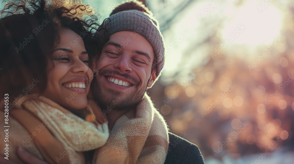 Warmth of Love: Joyful Couple in a Sunlit Embrace Warmth of Love: Joyful Couple in a Sunlit Embrace