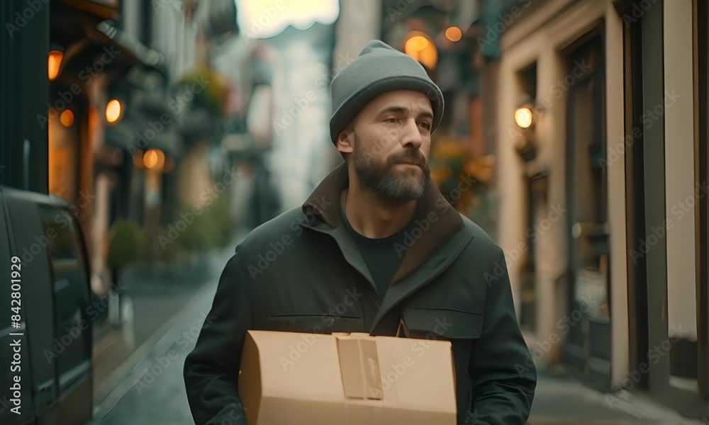 delivery man giving parcel from delivery service 4K Video delivery man giving parcel from delivery service 4K Video