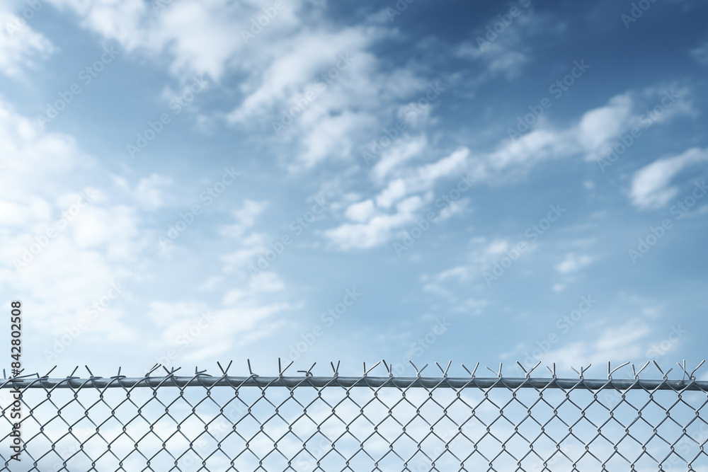 Metal fence with sky as copy space Metal fence with sky as copy space