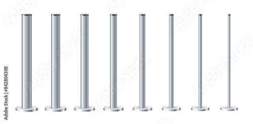 Metal poles with different diameters. metal columns. Steel pipes. Template design for urban advertising banners.