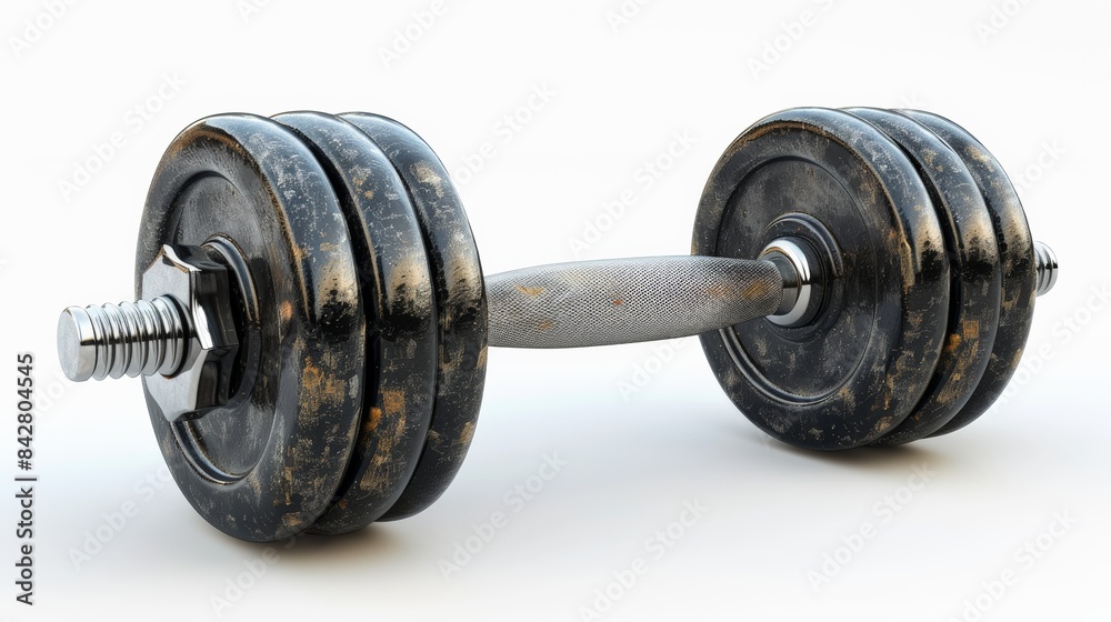 Fototapeta premium Fitness Dumbbell: Depict a fitness dumbbell, isolated on a transparent background. 