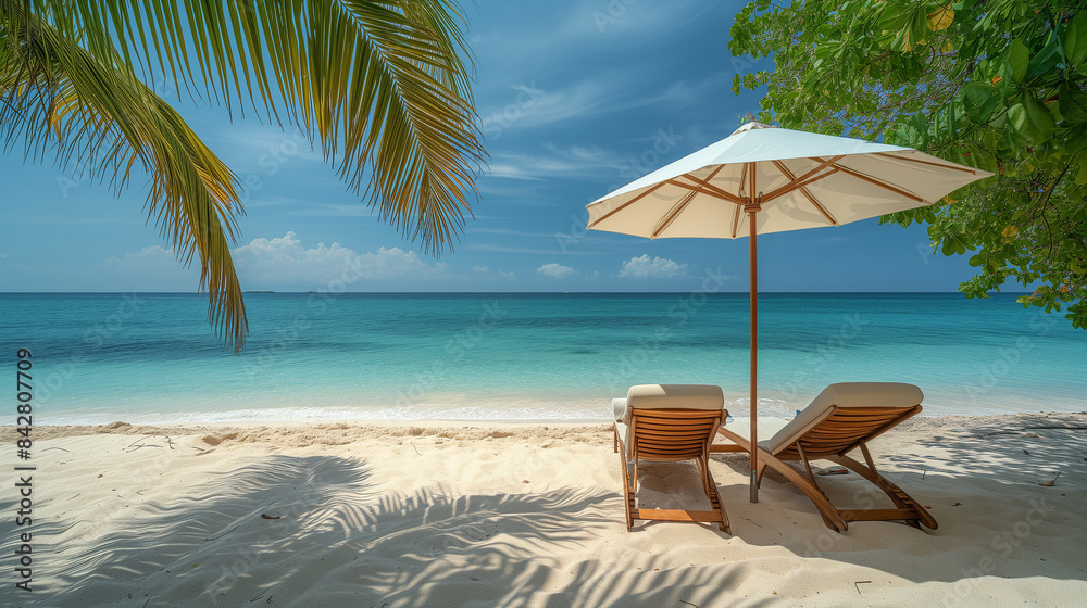 Fototapeta premium Chairs to relax on the beach