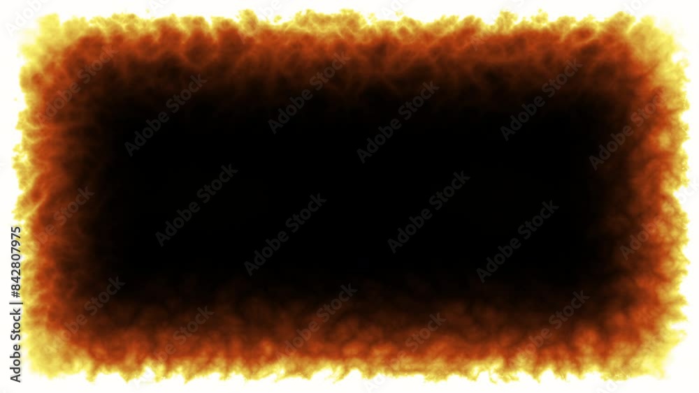 Fire animation creating a frame border effect on a black background. Seamless loop. 4K. Perfect for intros, product launches, fiery backgrounds or intense design elements in projects.