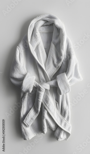 White soft bathrobe top view isolated on a white background
