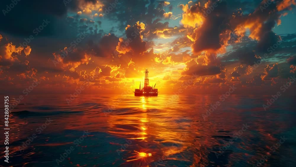 Oil rigs at sunset with clouds background Oil field the oil workers oil refinery and industrial concept Oil rigs at sunset with clouds background Oil field the oil workers oil refinery and industrial concept